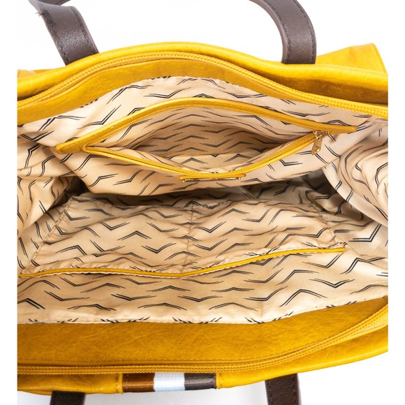 Moda Luxe Stylish, Spacious Tote Bag - Mustard/Yellow - Picture 8 of 9